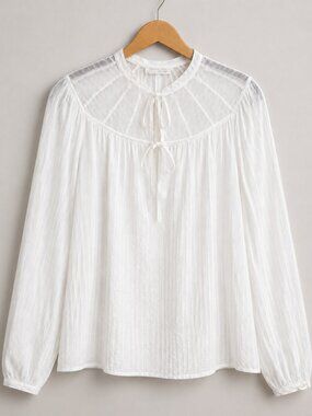 Old Navy M Cotton White Cream Sheer Romantic Cottagecore Blouse